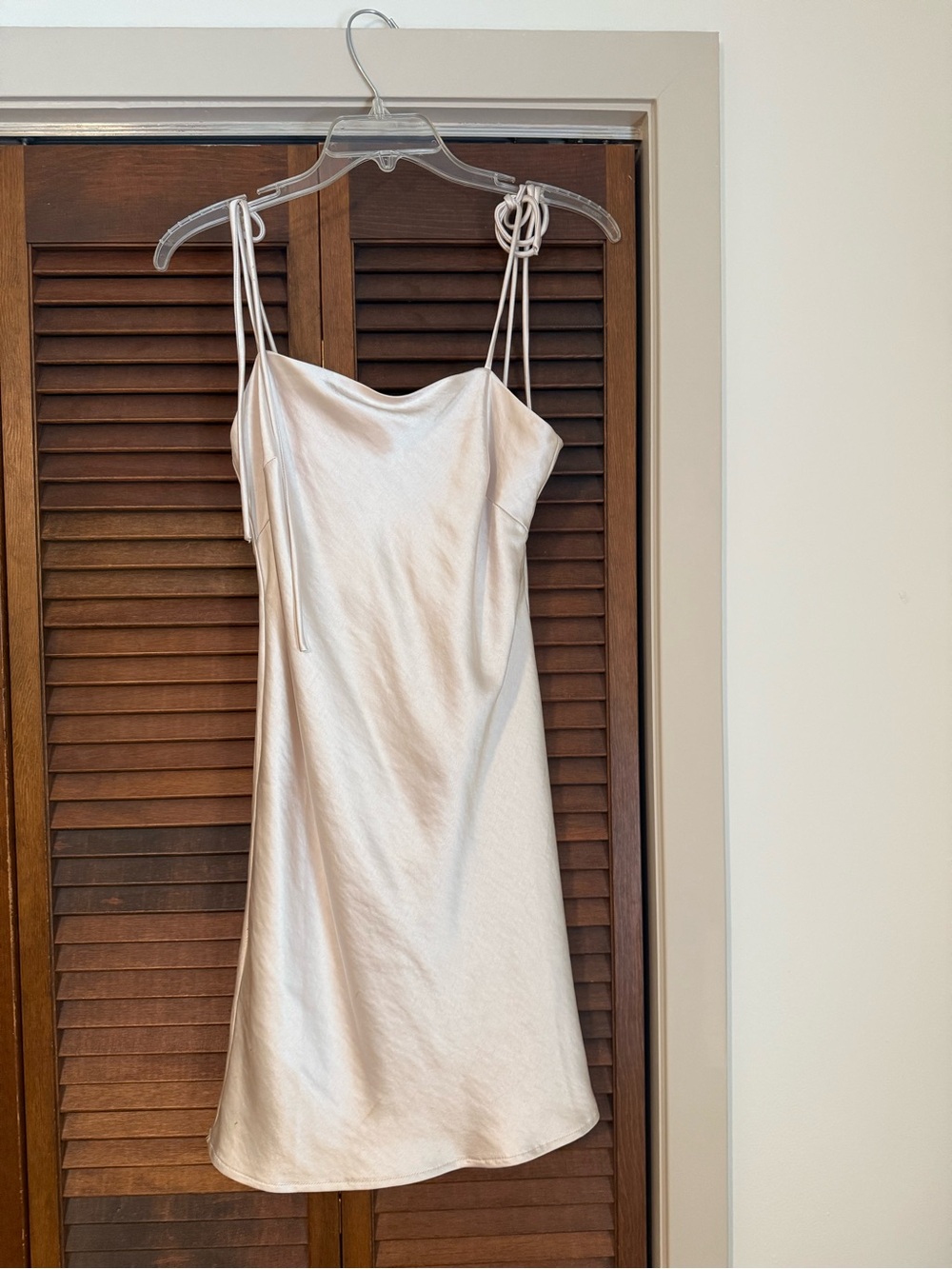 Princess Polly Satin Slip Mini Dress in Light Cream